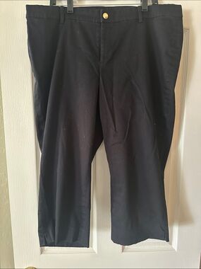 082 Ralph Lauren Black Chinos with Gold Button Capris